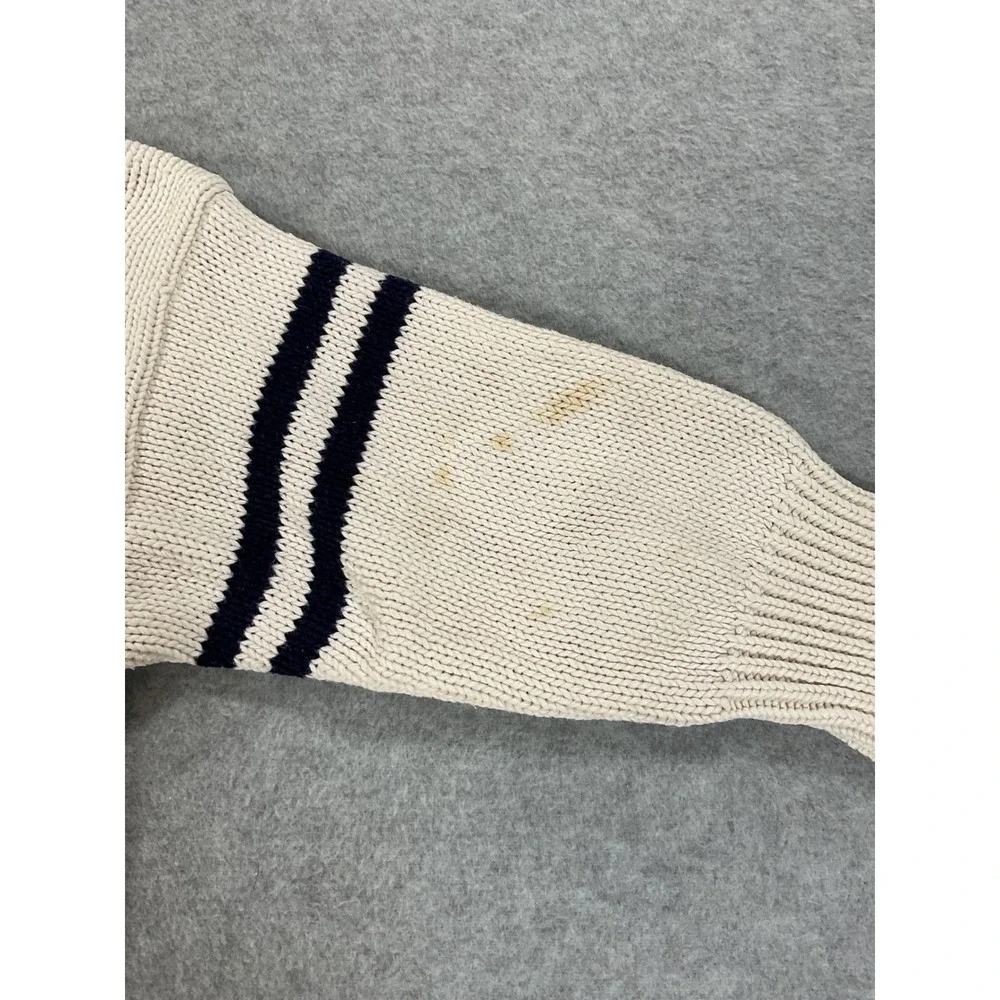 Vintage Ralph Lauren Kids USA Flag Cotton Knit Sweater Cream Navy L/XL 2565